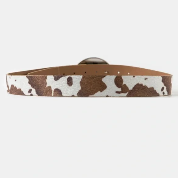 Longhorn Buckle Western Belt | Cowhide Print & Silver Statement Buckle 🤠✨ - Picture 7 of 7